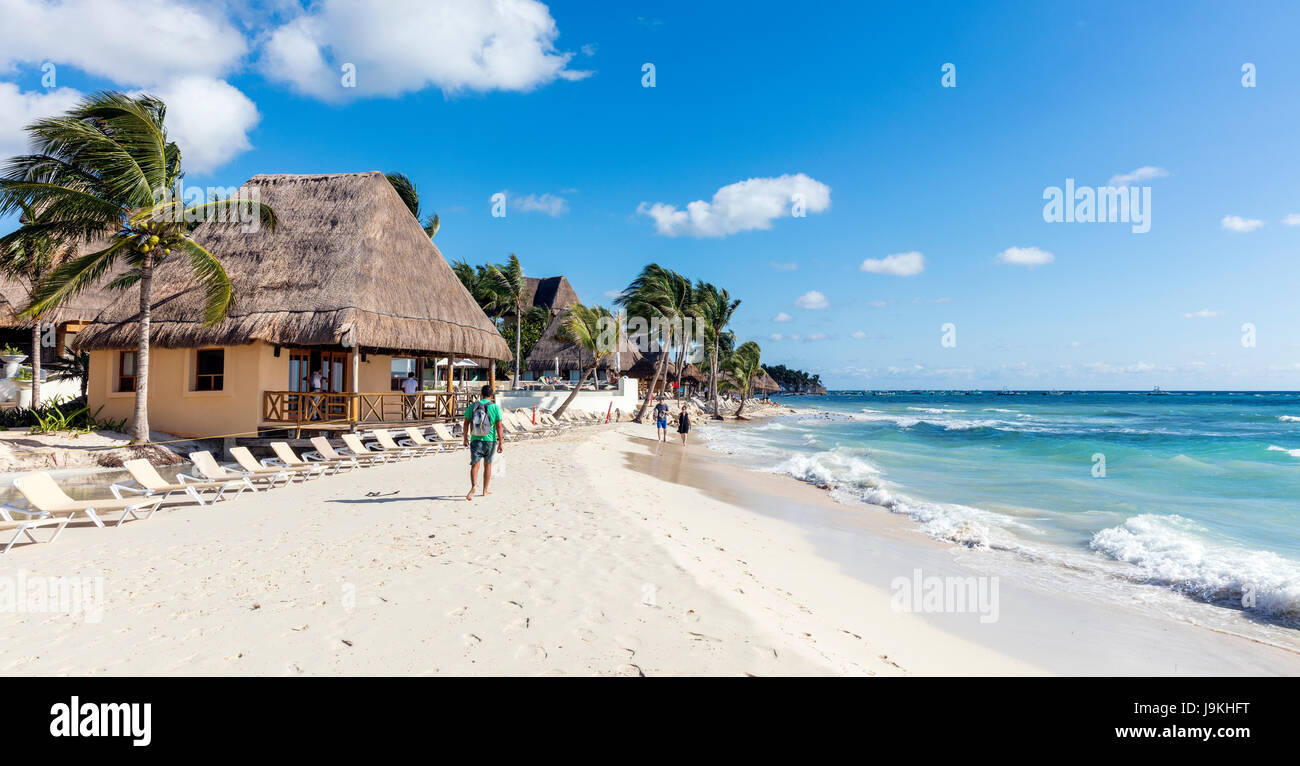 Spiaggia di sabbia bianca di Playa del Carmen e Riviera Maya, Messico Foto Stock