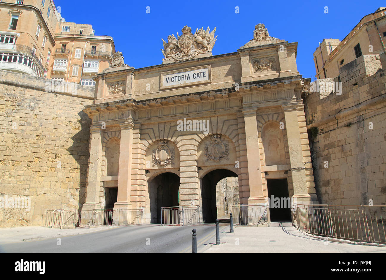 Victoria Gate del diciannovesimo secolo città portale di ingresso, La Valletta, Malta costruito 1885 Foto Stock