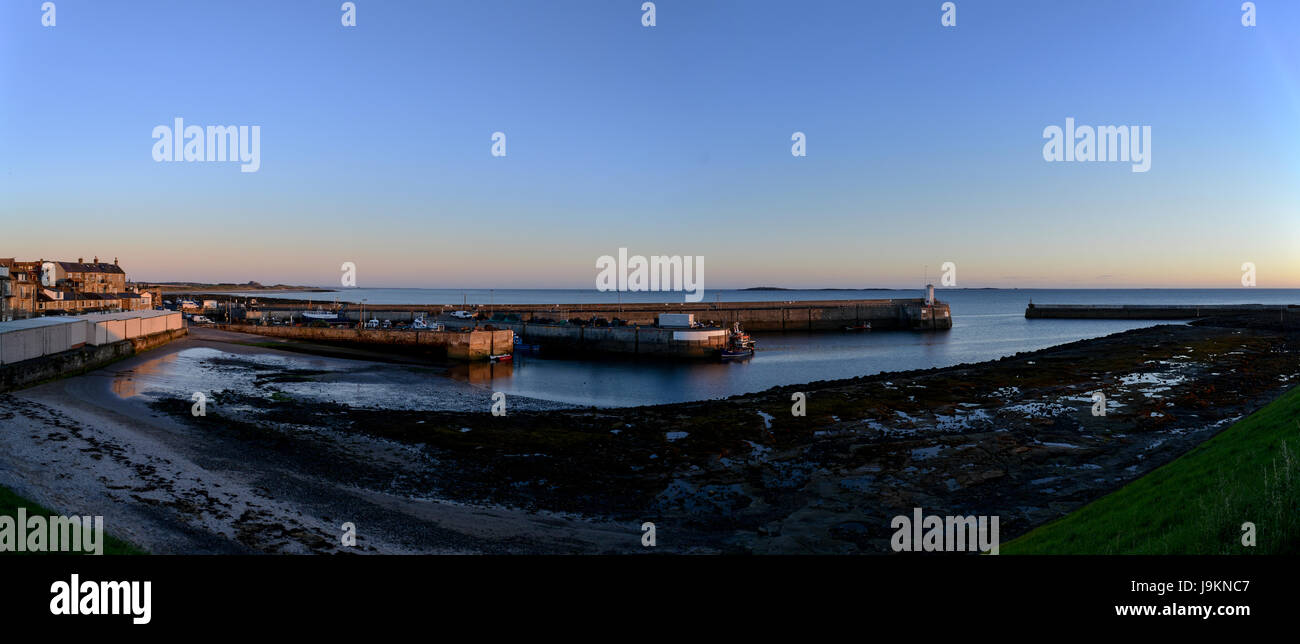 Porto Seahouses all'alba, Seahouses, Northumberland, England, Regno Unito Foto Stock