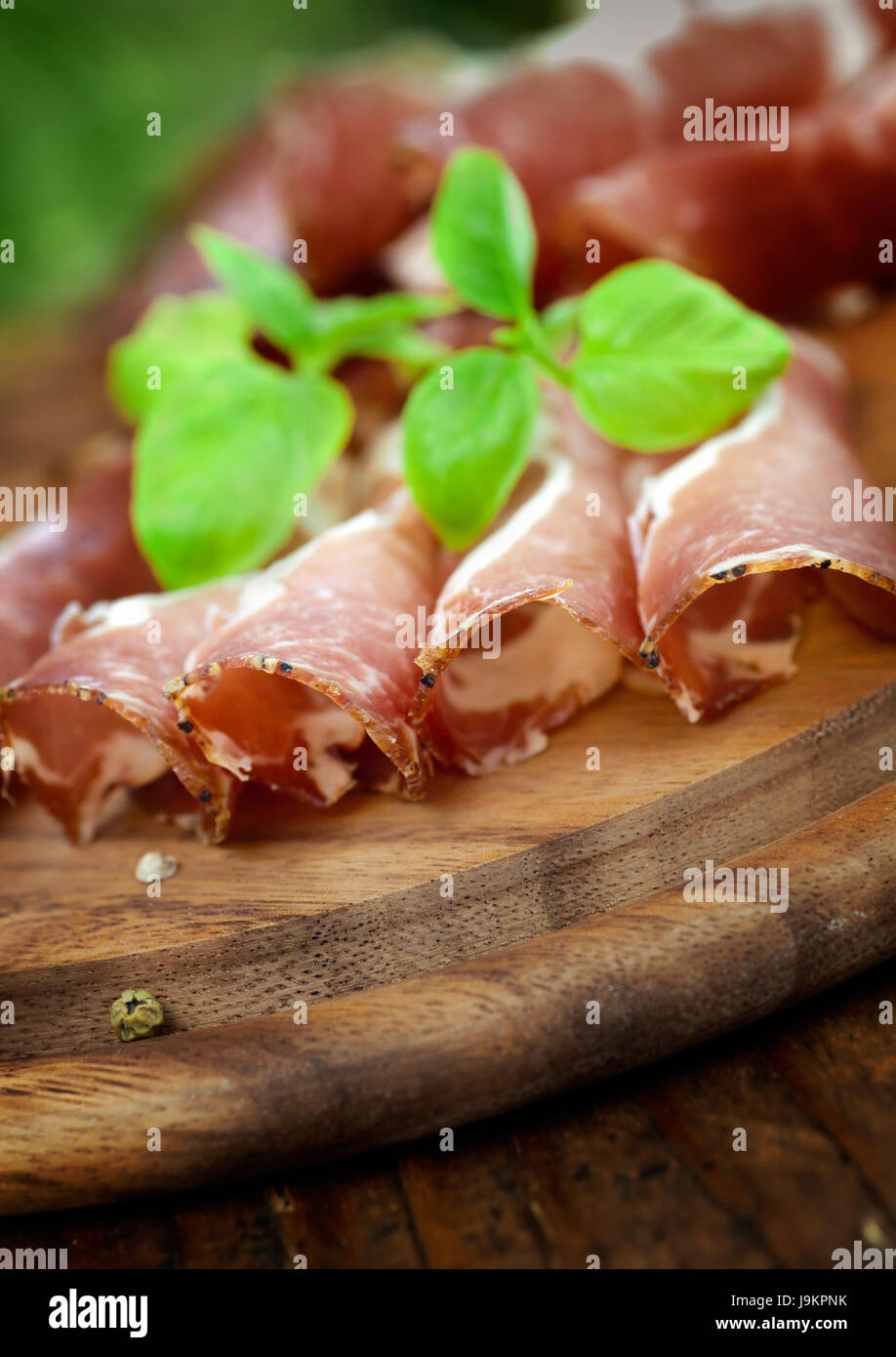 Delicatessen, salame, prosciutto, carne di maiale, ristorante, alimentari, aliment, closeup, Foto Stock
