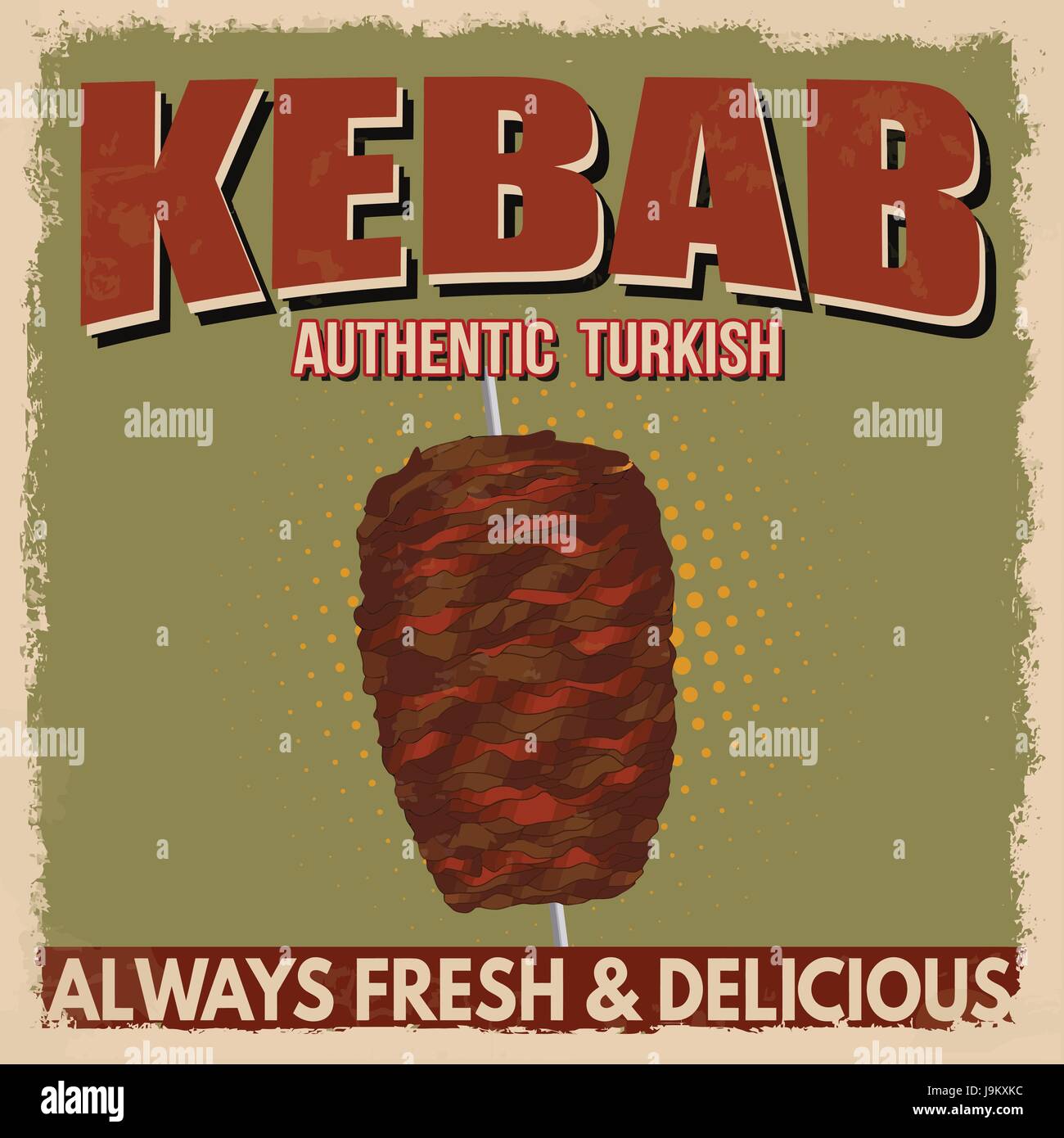 Kebab poster pubblicitari in stile vintage, illustrazione vettoriale Illustrazione Vettoriale