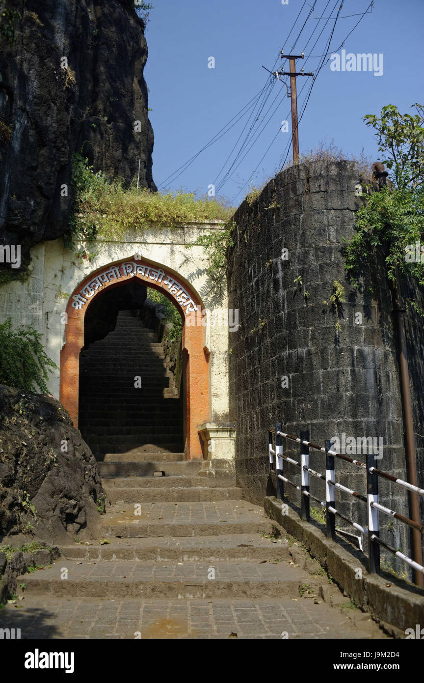 Sajjangad Gate, satara, Maharashtra, India, Asia Foto Stock