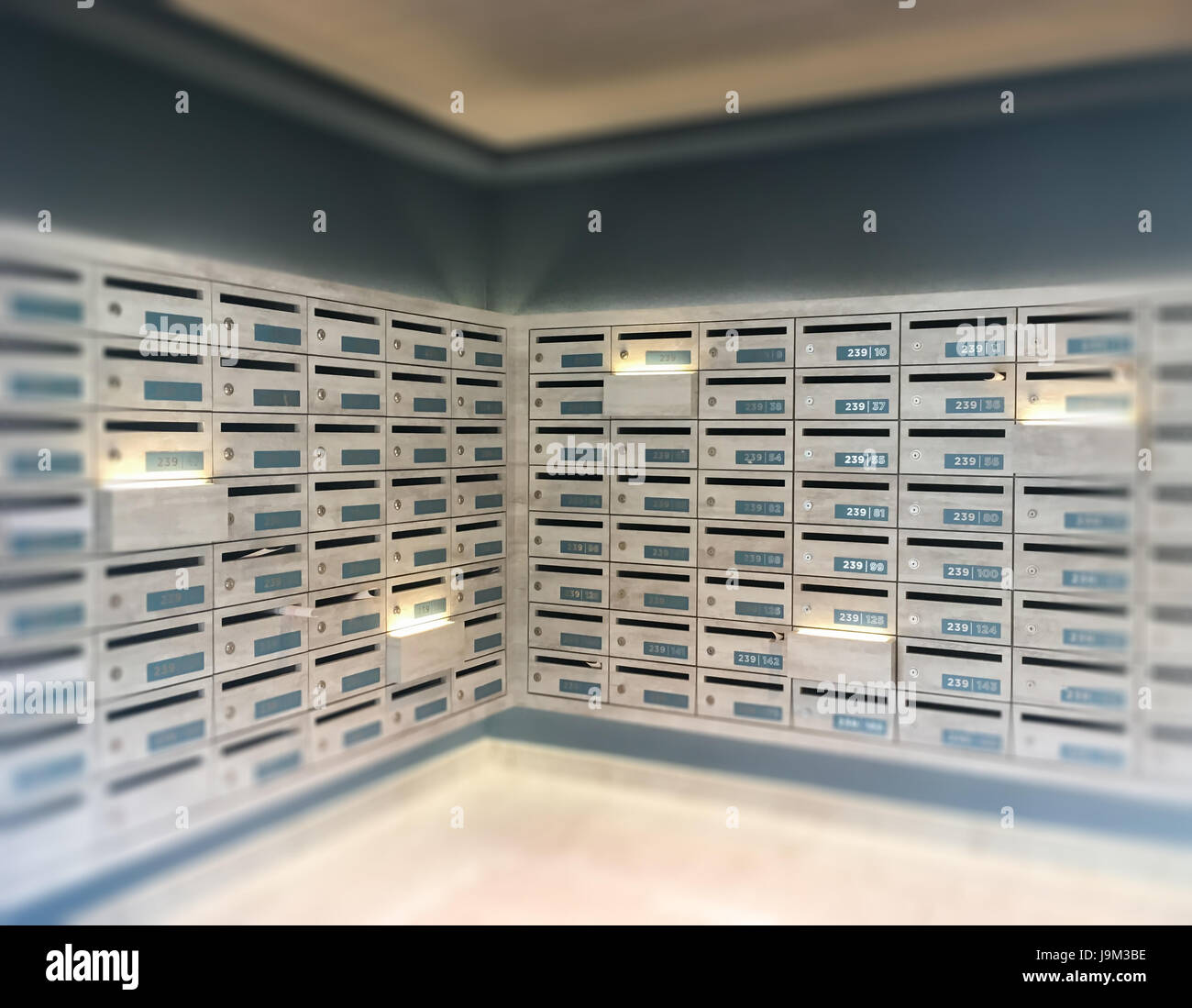 Le caselle di posta angolo postali in appartamento, stock photo Foto Stock