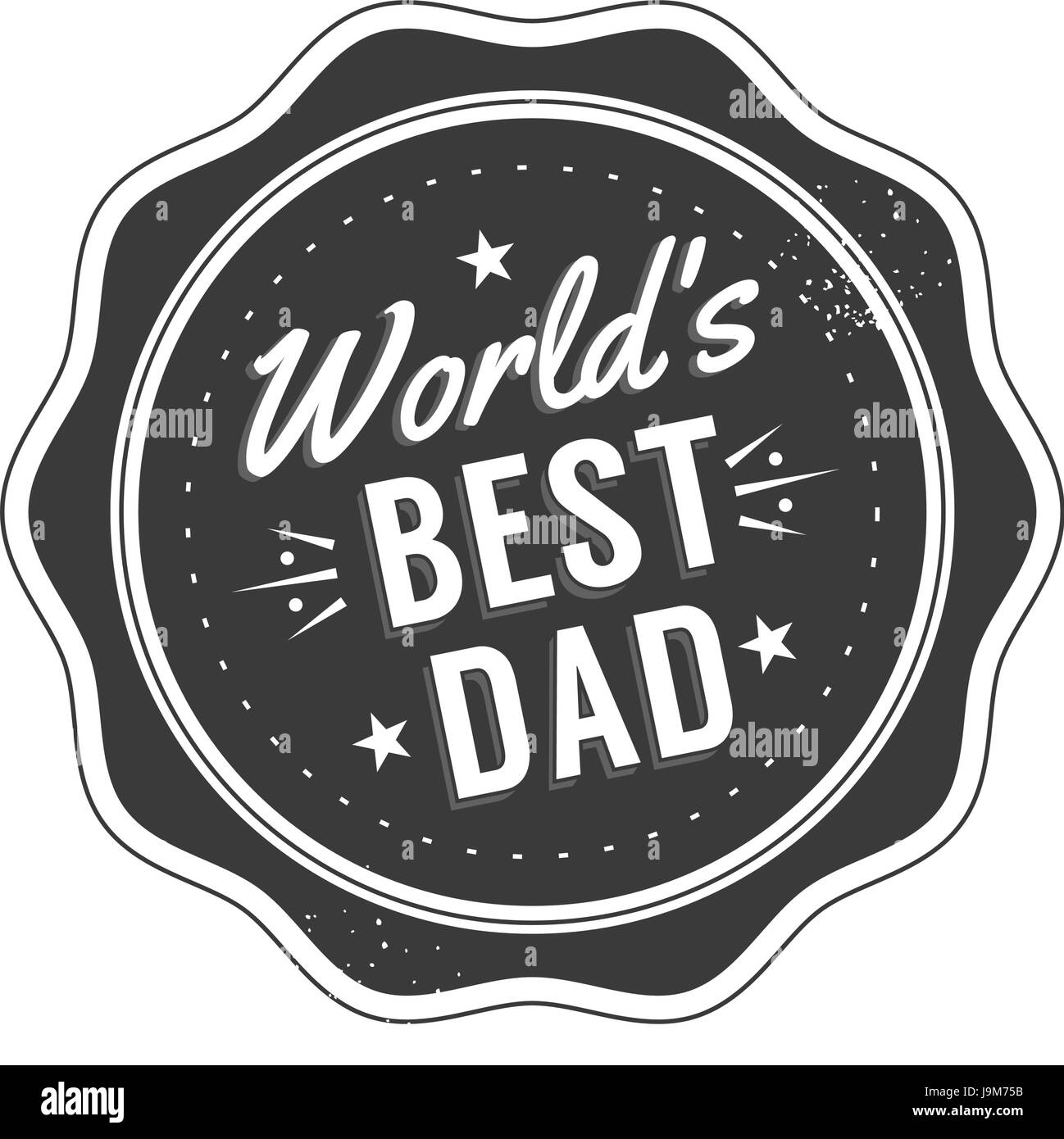 Isolate i padri felice giorno preventivi su uno sfondo bianco. Mondo s best dad. Congratulazioni etichetta, vettore di badge. Baffi, stelle elementi per il tuo design Illustrazione Vettoriale