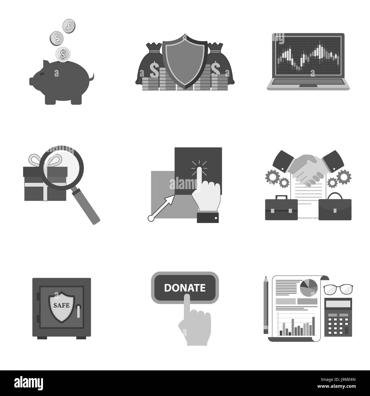 Set di icone di business e i simboli in un elegante stile piatto isolato su sfondo bianco. Illustrazione Vettoriale di elementi per il vostro web site design, logo, app, Illustrazione Vettoriale