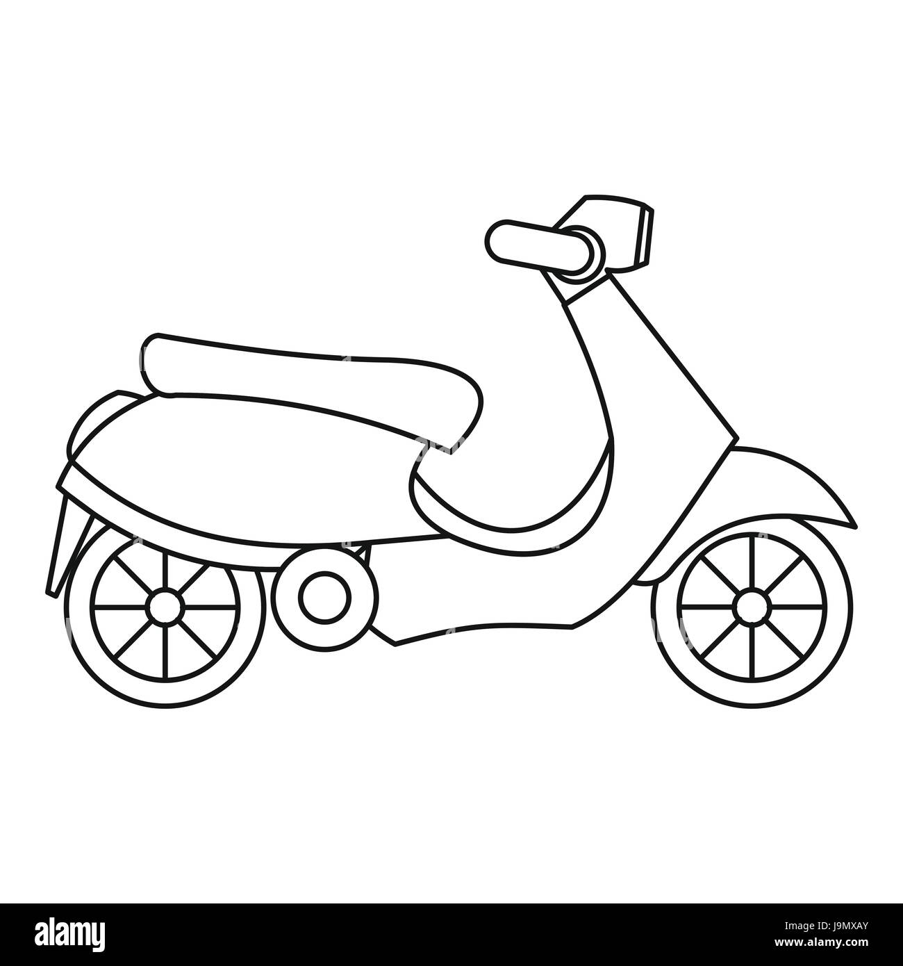 Icona scooter, stile contorno Illustrazione Vettoriale