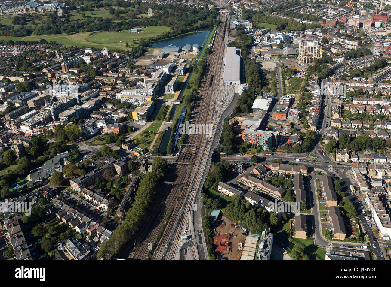 Siemens Traincare Impianto di Hornsey, Tottenham Lane, Londra. Uno sviluppo da VolkerFitzpatrick è impostato per trasformare il Grande Nord di servizi ferroviari Foto Stock