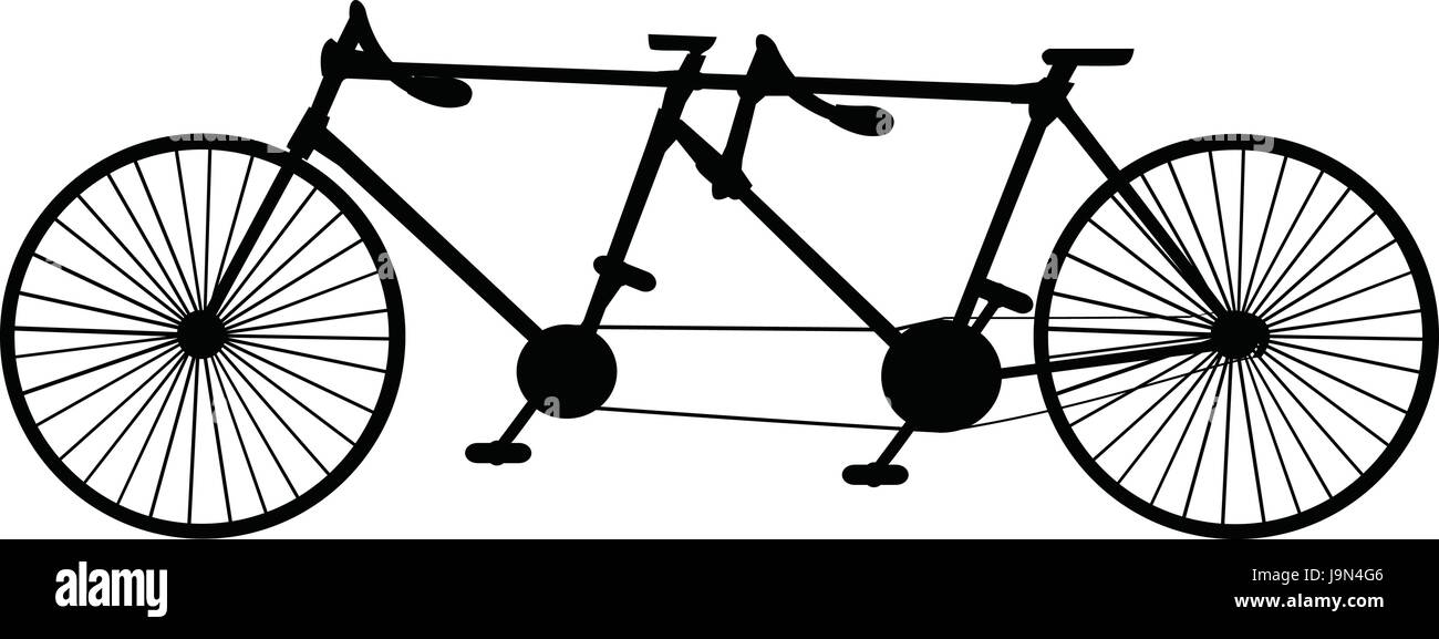 Silhouette Vintage tandem icona bicicletta isolati su sfondo bianco. Illustrazione Vettoriale Illustrazione Vettoriale