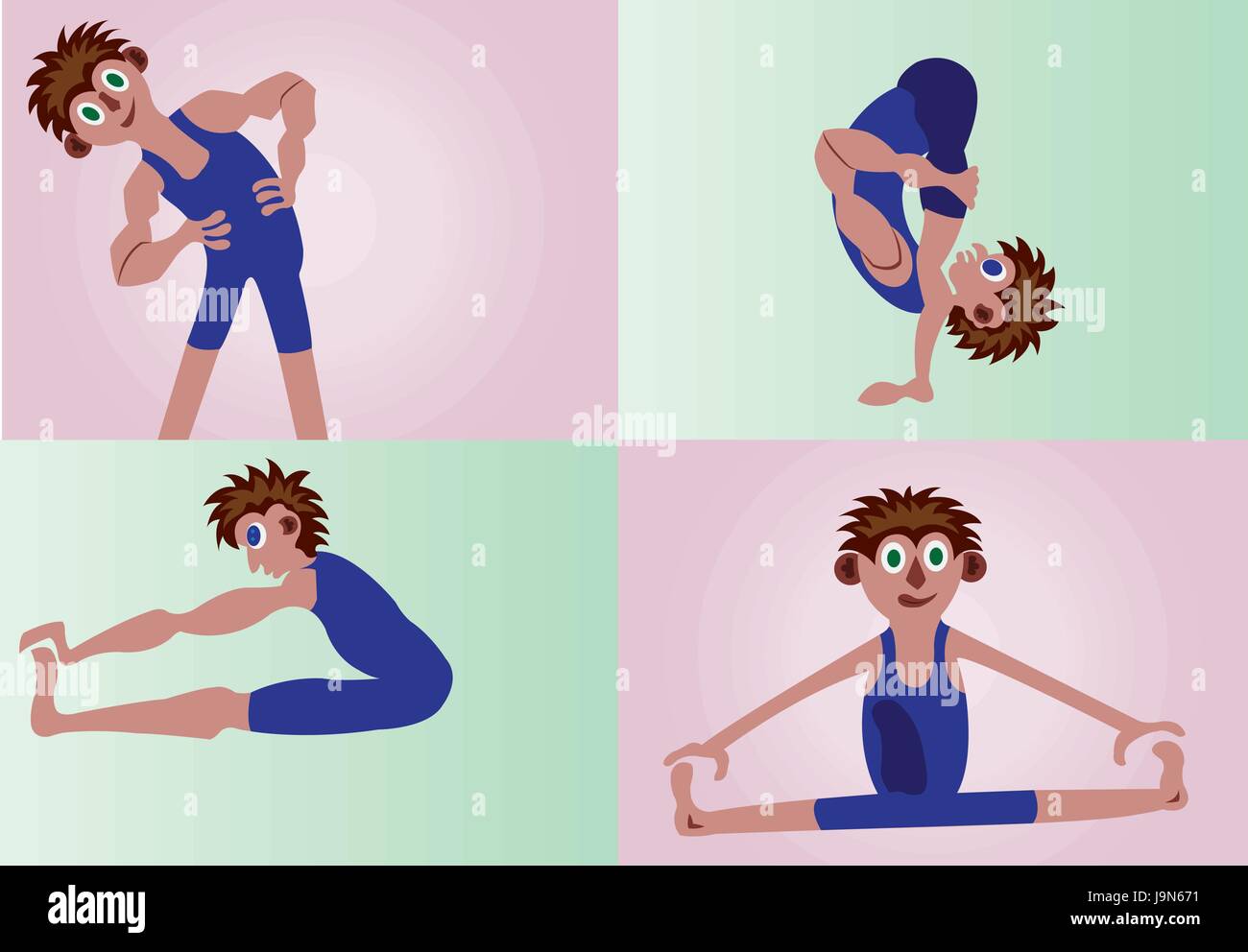 Un campione di selezione di esercizi di stretching Illustrazione Vettoriale