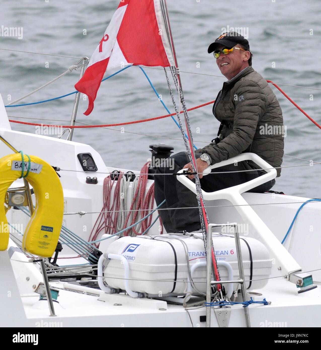 AJAXNETPHOTO. 29 maggio, 2017. PLYMOUTH in Inghilterra. - TRANSAT - IRISH OSTAR ENTRATA CONOR FOGERTY SKIPPER YACHT BAM. Foto:TONY CARNEY/AJAX REF:TC172905 92 Foto Stock