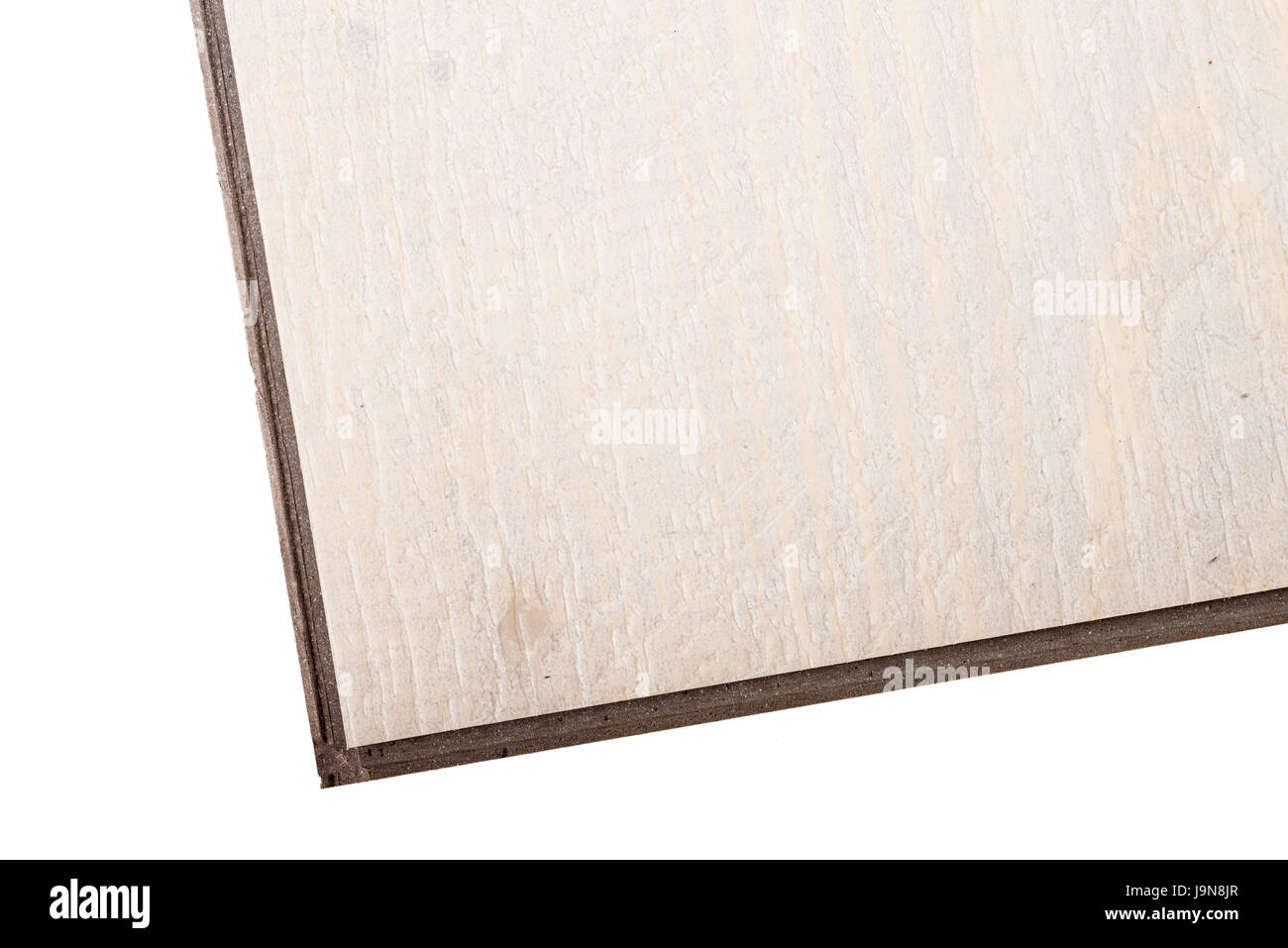 Dettaglio di prendere un vinile pavimentazione flottante del whit della tegola suo labbro e scanalature per fare clic in ciascun altro Foto Stock