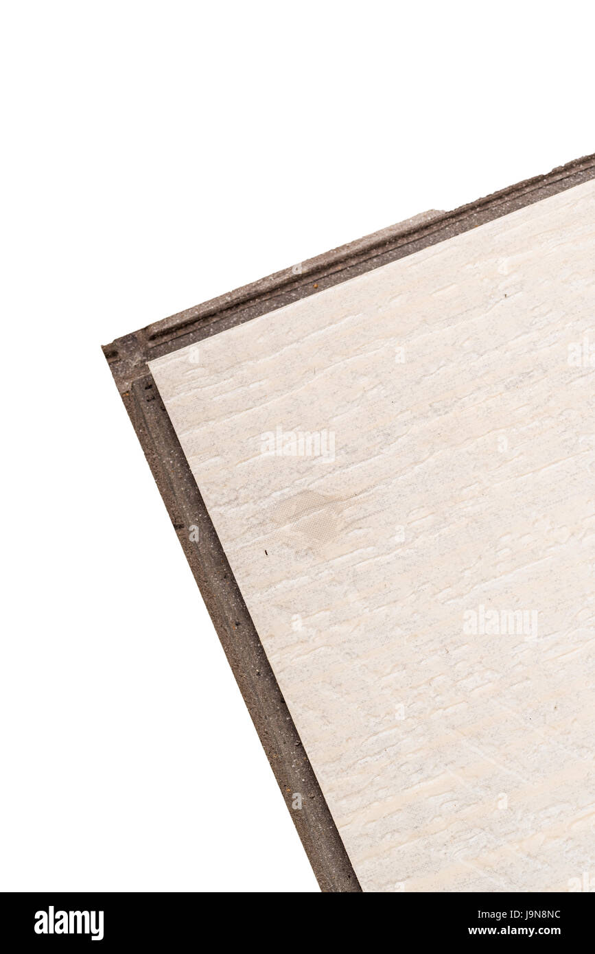 Dettaglio di prendere un vinile pavimentazione flottante del whit della tegola suo labbro e scanalature per fare clic in ciascun altro Foto Stock