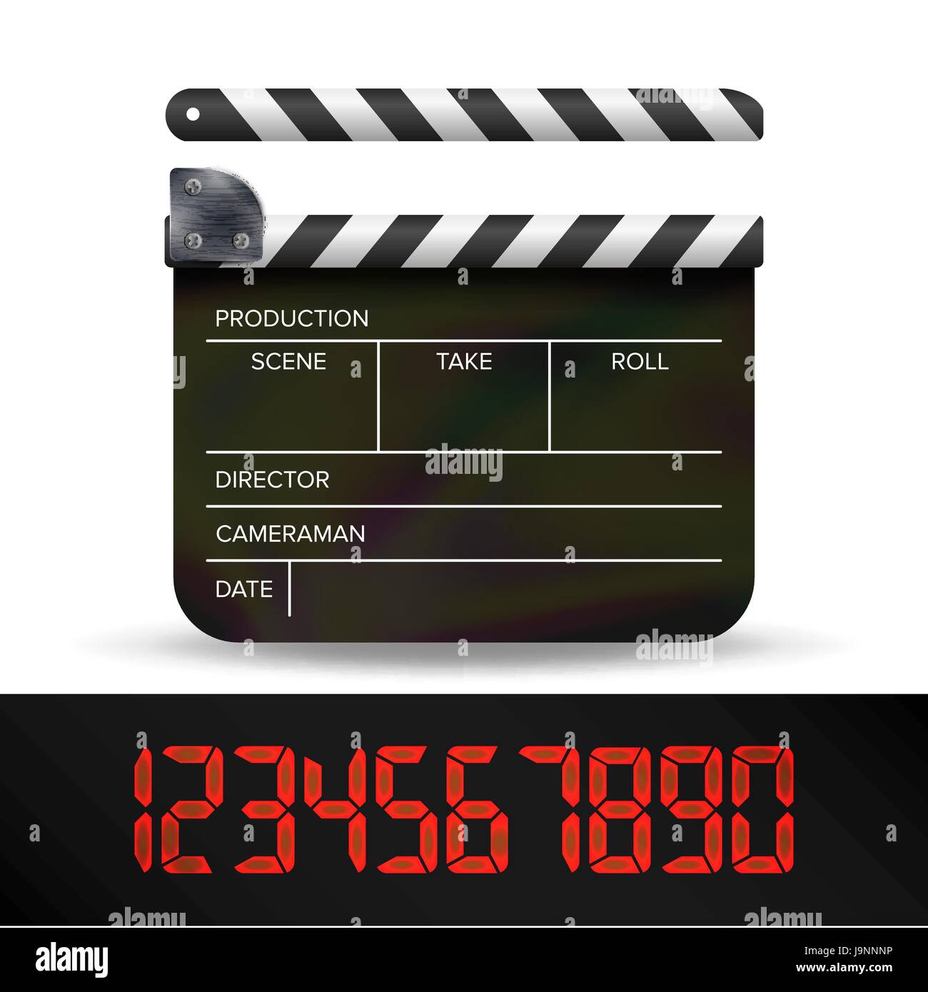 Battaglio Board vettore. Digital Video Film battaglio bordo rosso con numeri digitali. Illustrazione Vettoriale