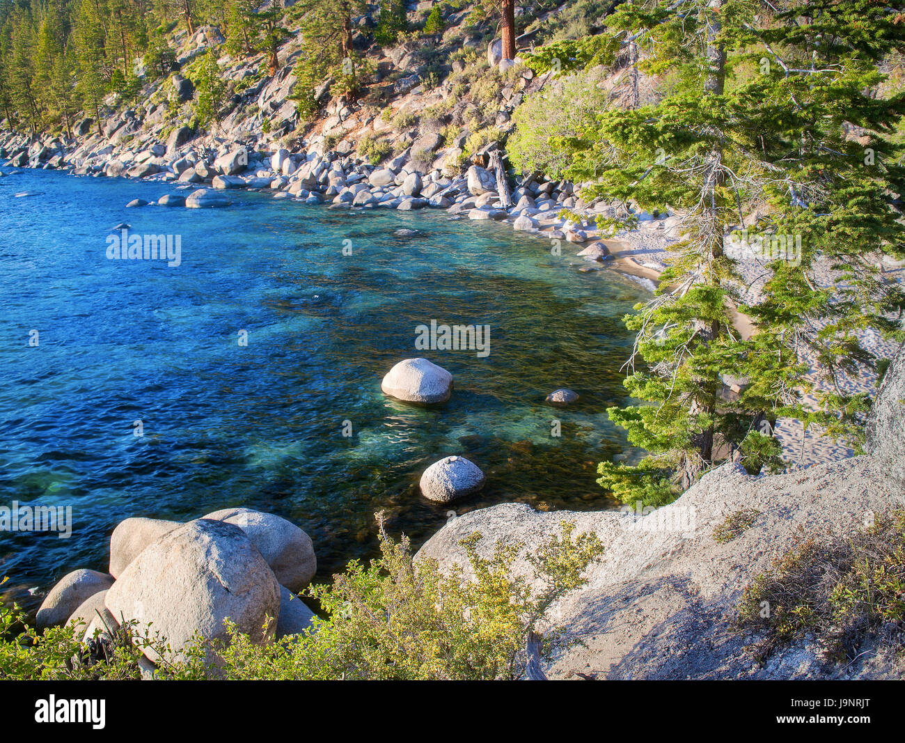 Splendido lago alpino di Tahoe in California Foto Stock