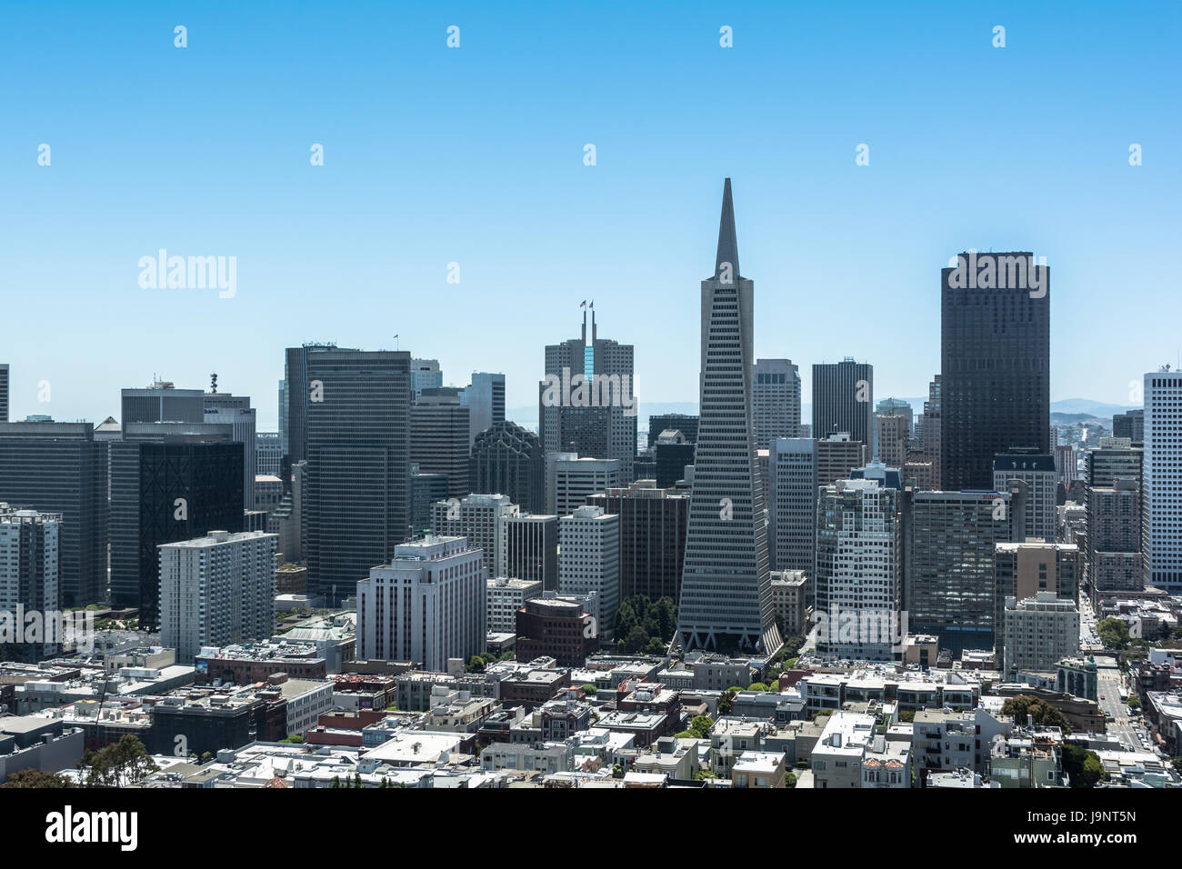 Vista dal di sopra della skyline di San Francisco, California Foto Stock