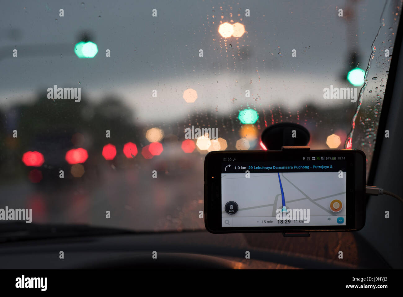 Sistema di navigazione GPS in auto Foto Stock