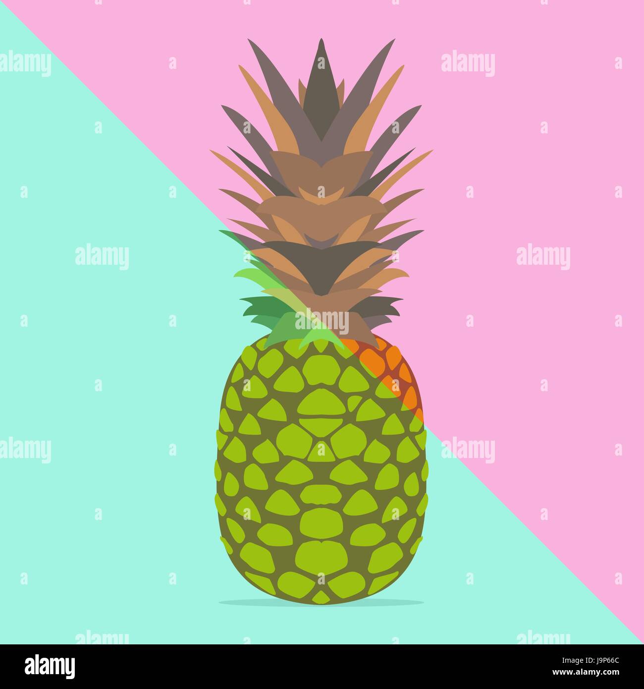Ananas alla moda con vivaci colori pastello, divertimento estivo. Poster alla moda dello sfondo. Illustrazione Vettoriale