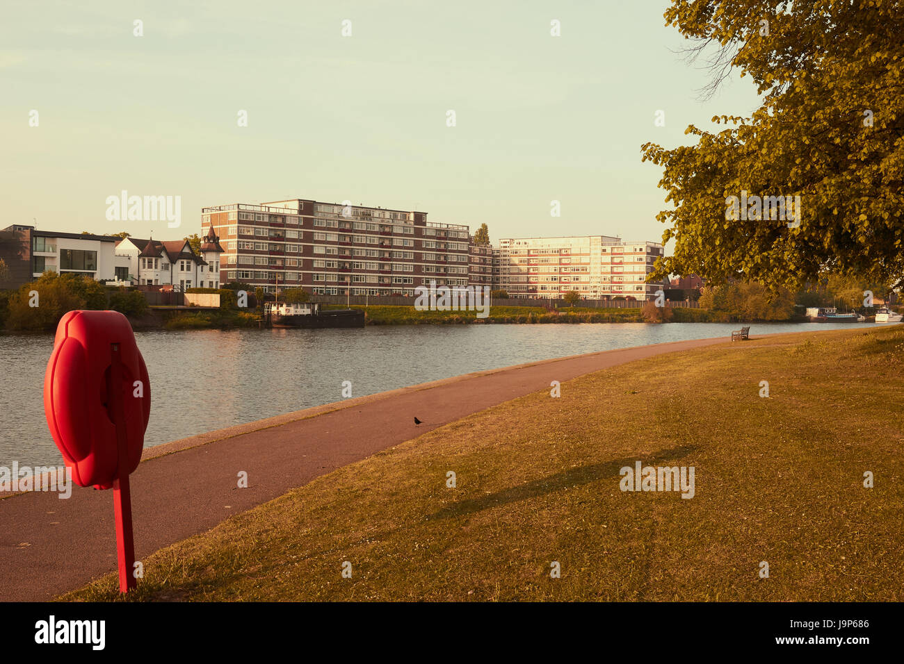 Blocco di appartamenti dal fiume Trent, Nottingham, Nottinghamshire, East Midlands, Inghilterra Foto Stock