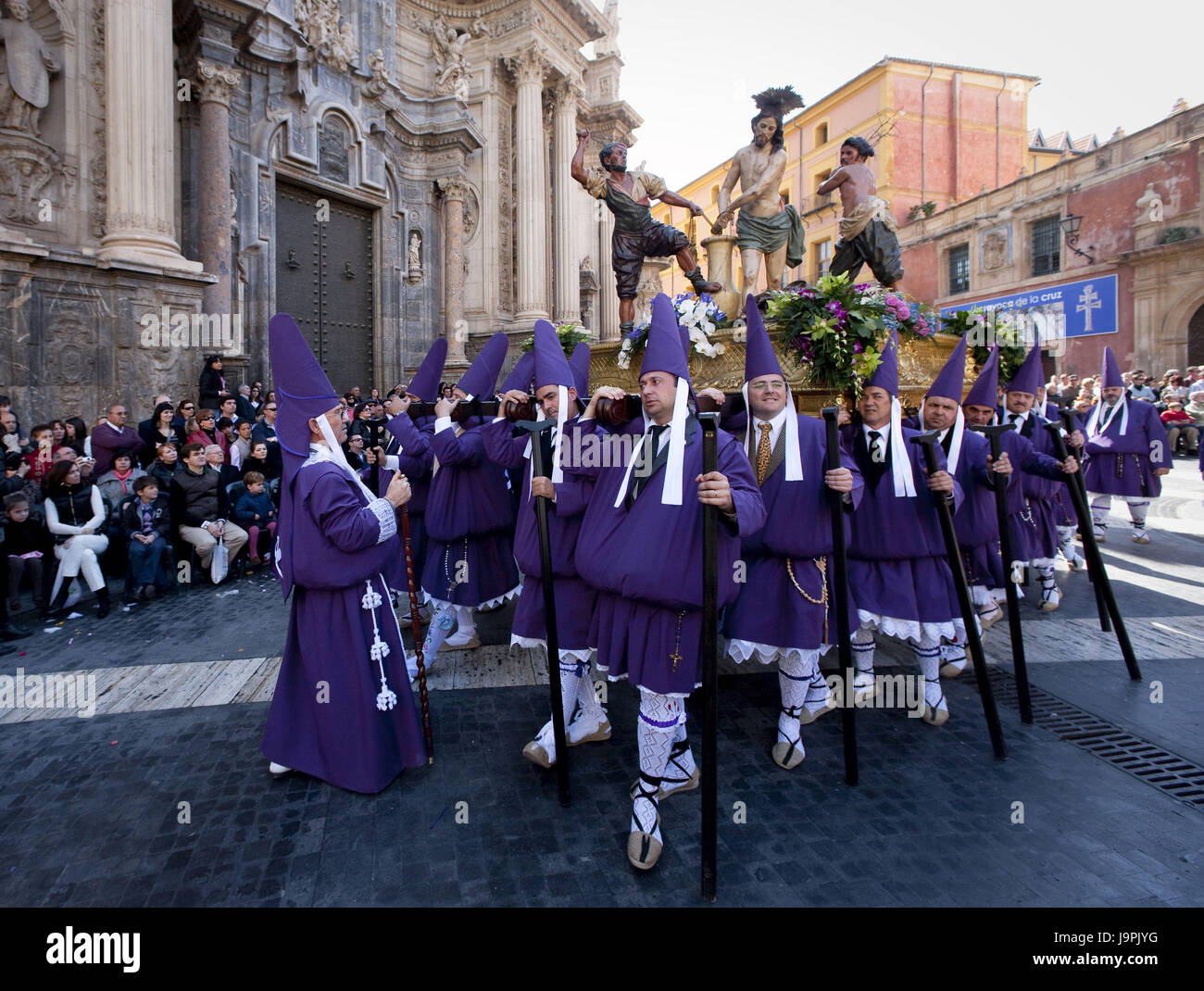 Spagna,Murcia,processione di Pasqua,partecipante,caratteri,trasportare, Foto Stock