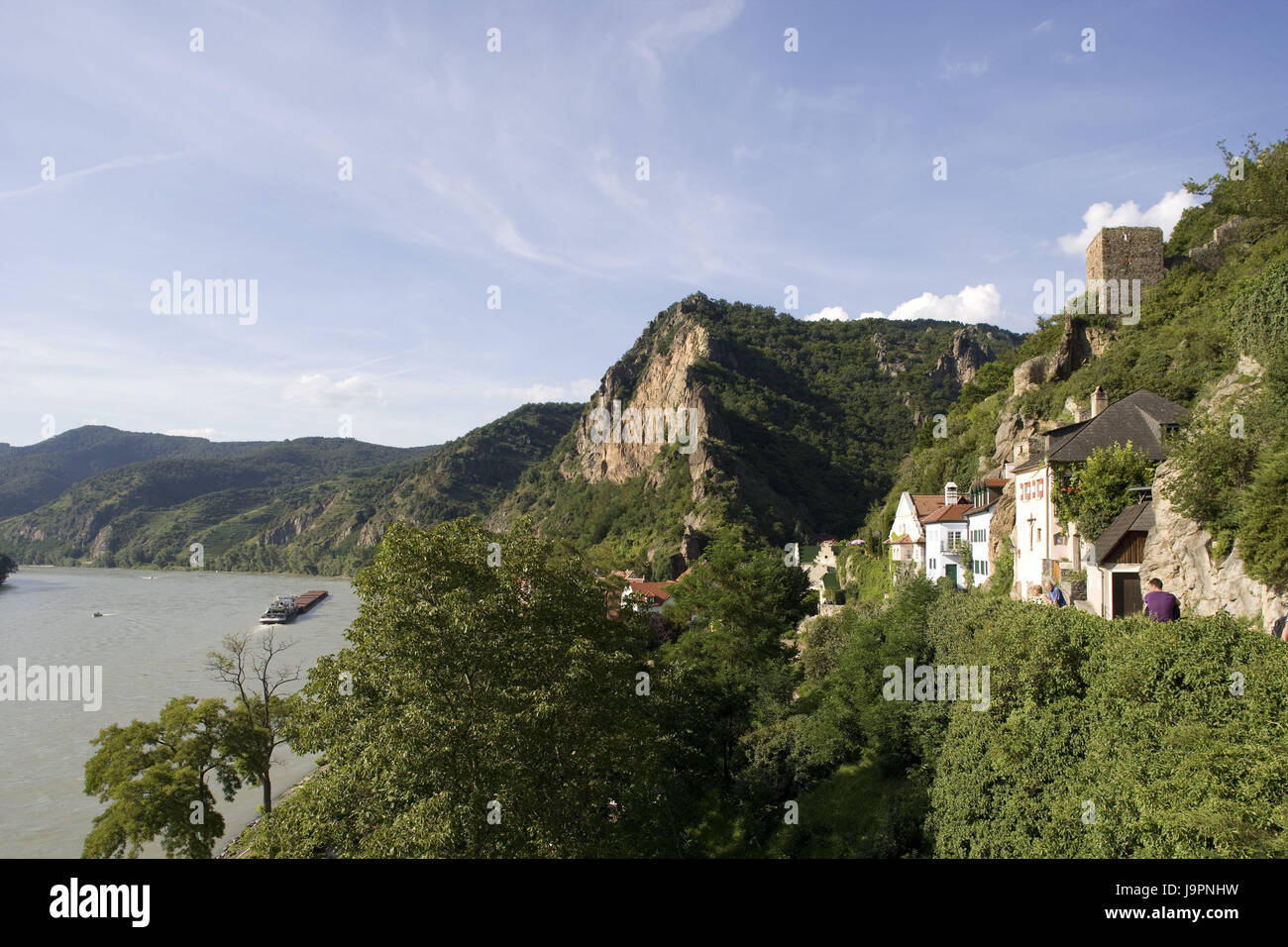 Austria,l'Austria inferiore,Wachau,Dürnstein,il Danubio,panorama, Foto Stock