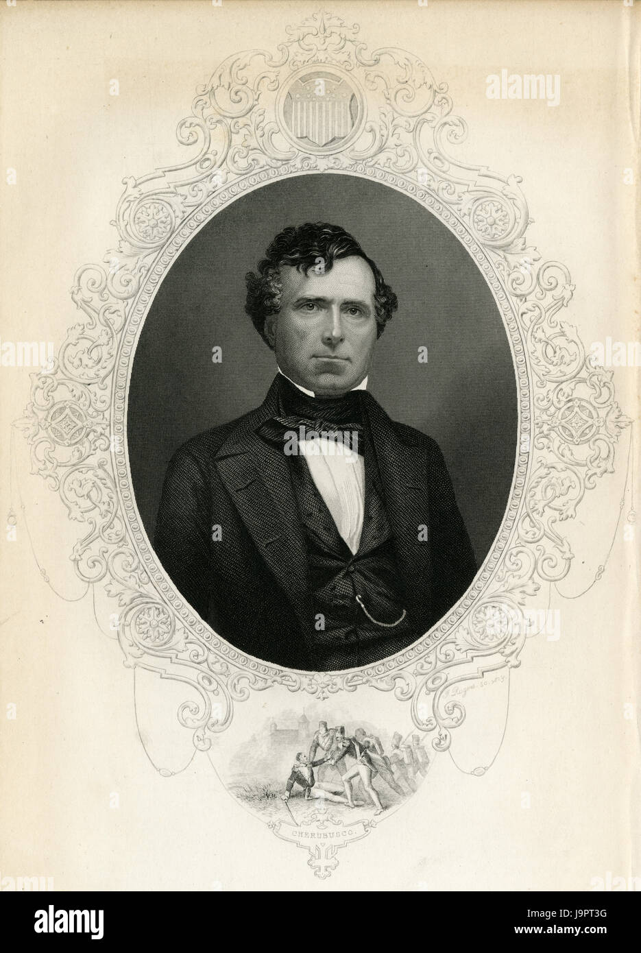 Antique c1860 incisione, Franklin Pierce. Franklin Pierce (1804-1869) è stato il quattordicesimo Presidente degli Stati Uniti (1853Ð57). Fonte: incisione originale. Foto Stock