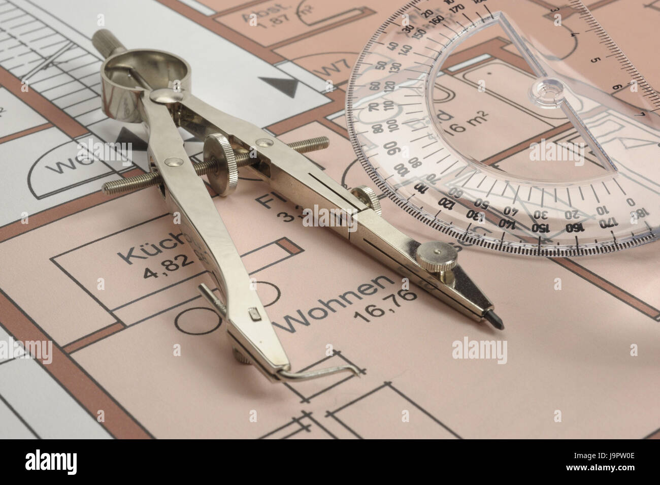 Architetto piano,circle,righello,icona,costruzione di una casa,architettura, Foto Stock