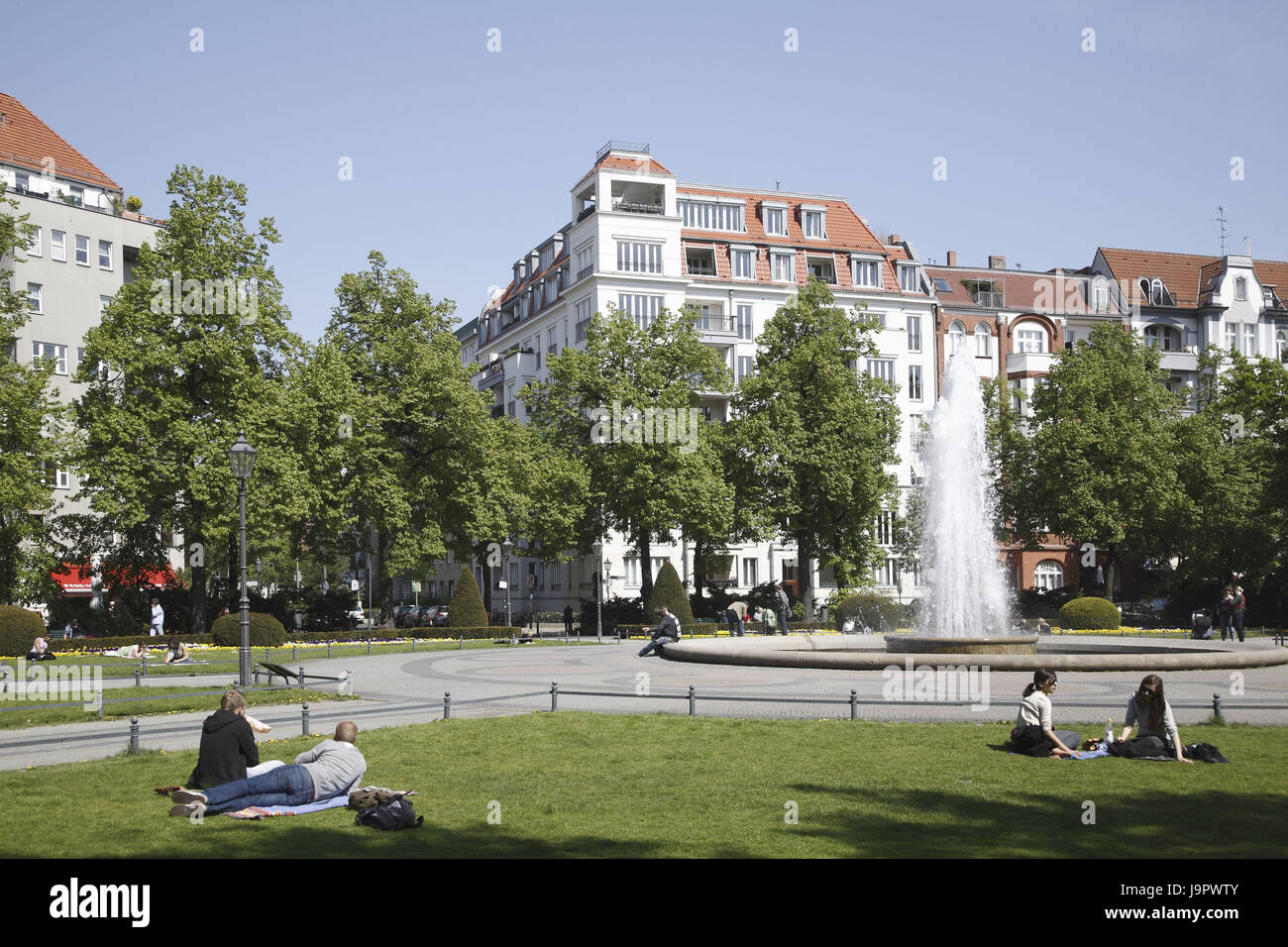 La germania,Berlino,piazza di Praga,prato,persona,take it easy, Foto Stock
