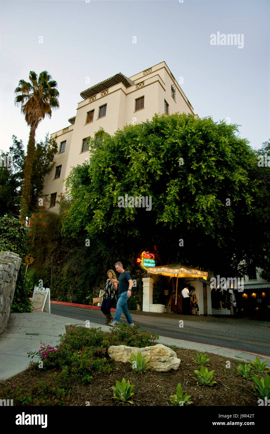 Il leggendario Chateau Marmont Hotel sulla Sunset Strip di Los Angeles, CA Foto Stock