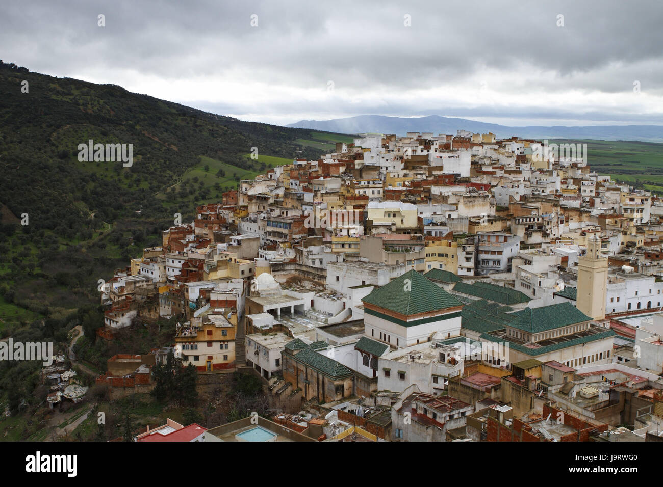Vista in Moulay Idris,Marocco, Foto Stock