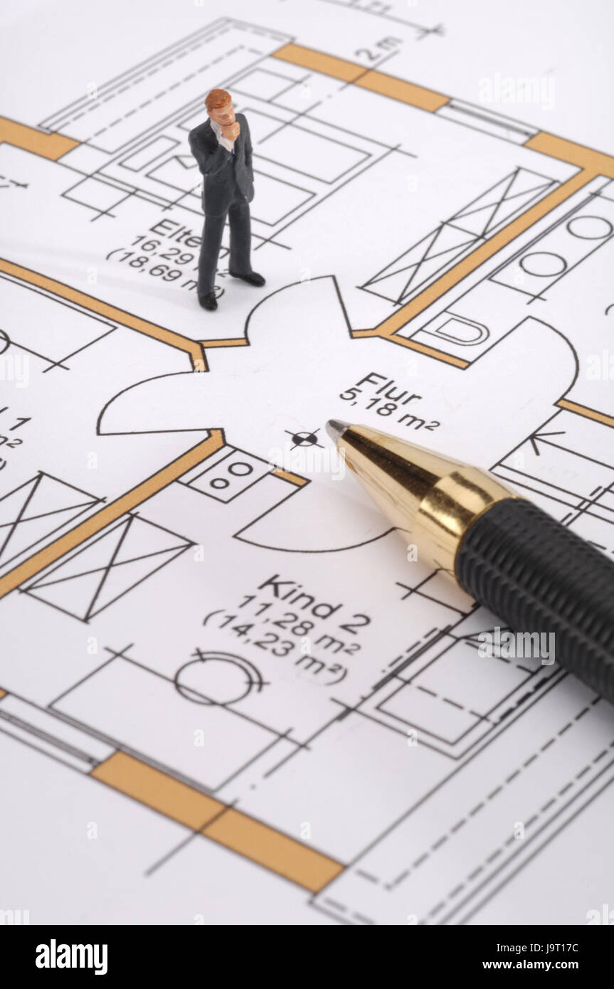 Icona,costruzione di una casa,pianificazione,dell'architetto piano,pen,personaggio,dettaglio,costruzione,real estate,developer sviluppatore,Modello,personaggio,game character,penna biro,l'architettura,piano di progettazione edilizia,layout,uomini al lavoro,edificio di nuova costruzione,casa unifamiliare,Casa,Casa,costruire,appartamento,costruzione casa,concezione,considerare,pensare, Foto Stock