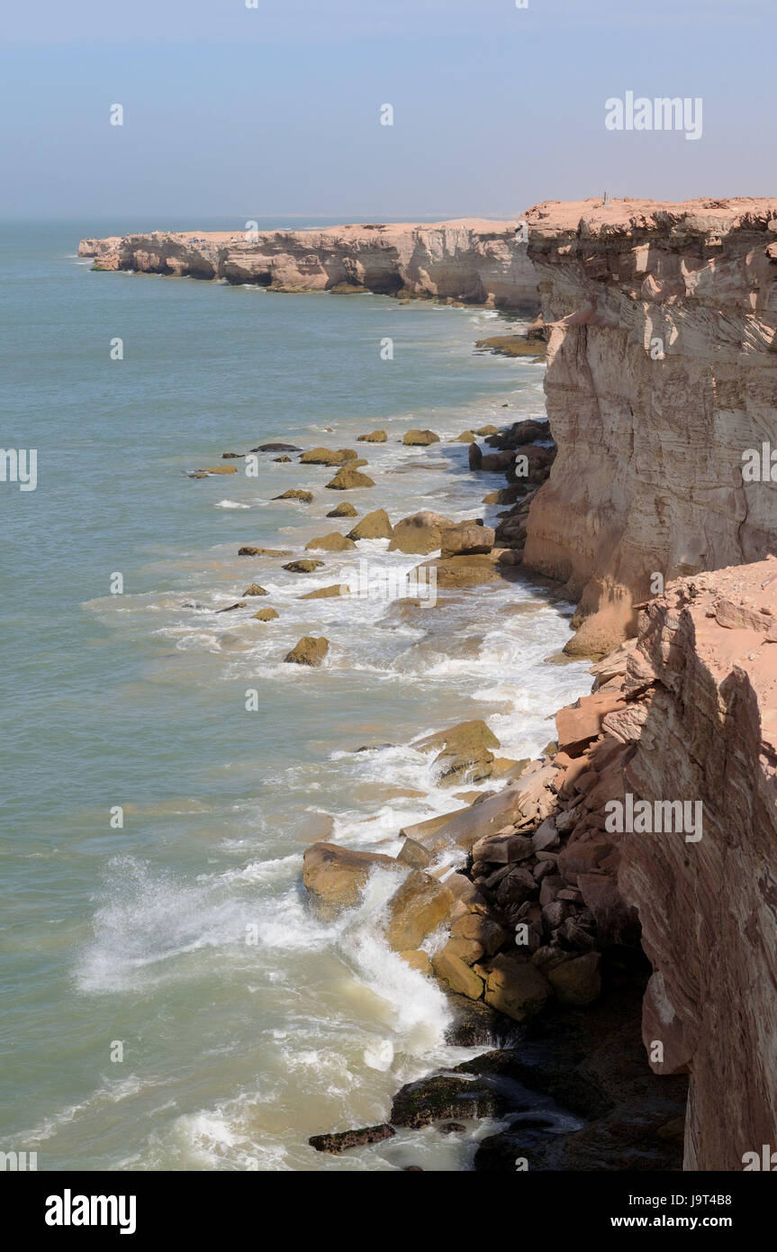 La Mauritania,Nouadhibou,Cap Blanc,paesaggi costieri,West Africa,l'Africa,l'Atlantico, il mare,l'acqua,Vista,costa bile,costa ripida costa,,scenario,rock, Foto Stock