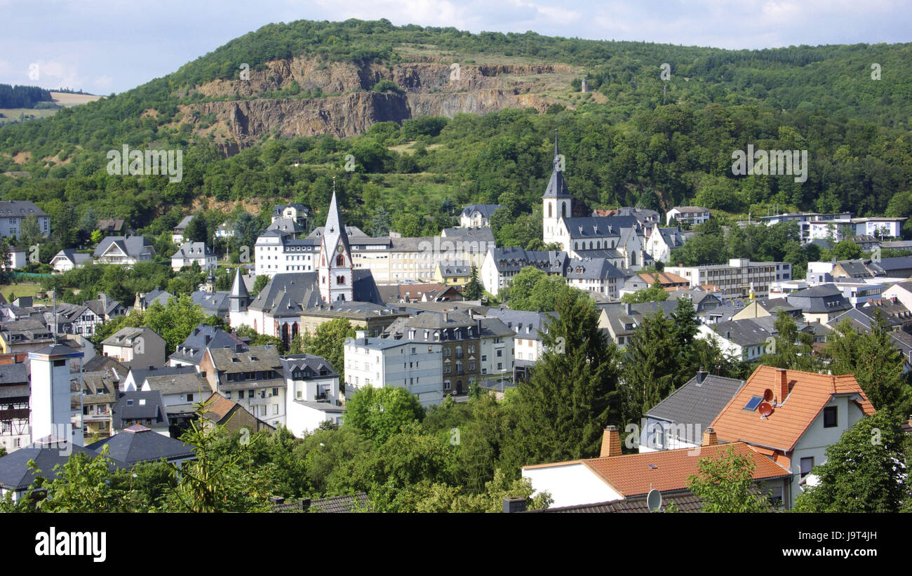 La germania,Renania-Palatinato,Hunsrück,Kirn,città panoramica, Foto Stock