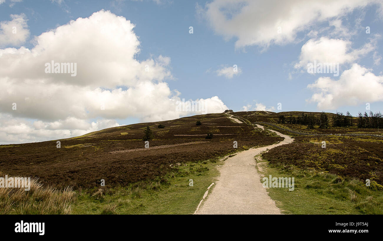 Moel Famau Country Park, Wales, Regno Unito, Gran Bretagna. Welsh hillside, vedute della campagna gallese Foto Stock