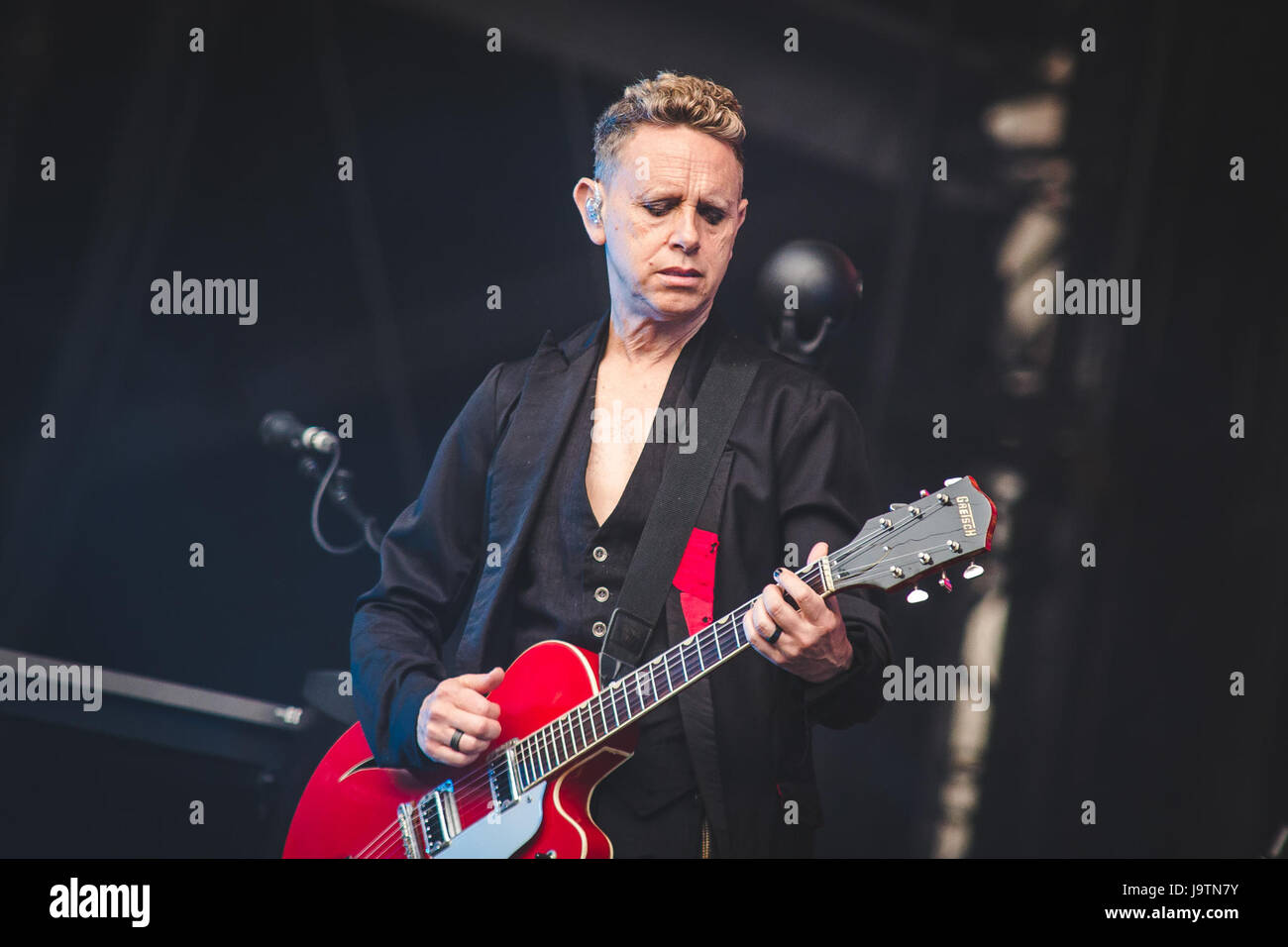 Londra, Regno Unito. Il 3 giugno, 2017. Dave Gahan, Martin Gore e Andy Fletcher del British elctronic Band Depeche Mode, eseguire presso il London Stadium sul solo UK Data di loro 2017 "acquavite" tour globale di credito: Myles Wright/ZUMA filo/Alamy Live News Foto Stock