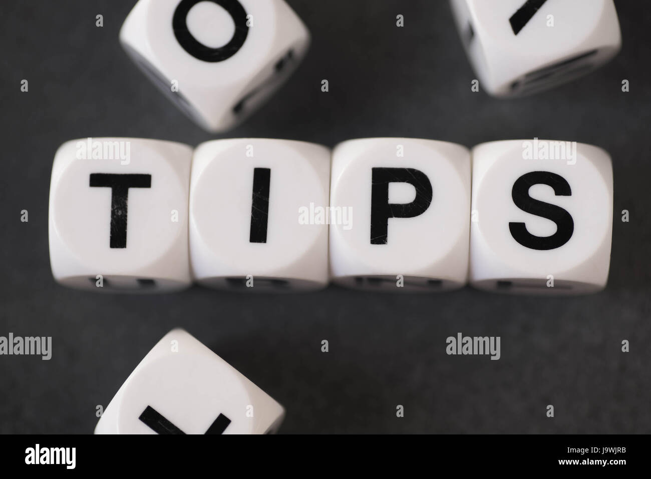 Suggerimenti su Word su bianco cubetti giocattolo Foto Stock