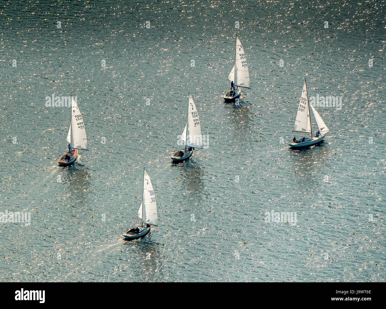 Regata a vela sul lago di Baldeney, barche a vela, Essen, la zona della Ruhr, Nord Reno-Westfalia, Germania Foto Stock