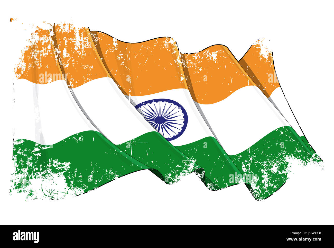 India, illustrazione, bandiera, Asia, India, illustrazione, bandiera, sporchi, banner, Foto Stock