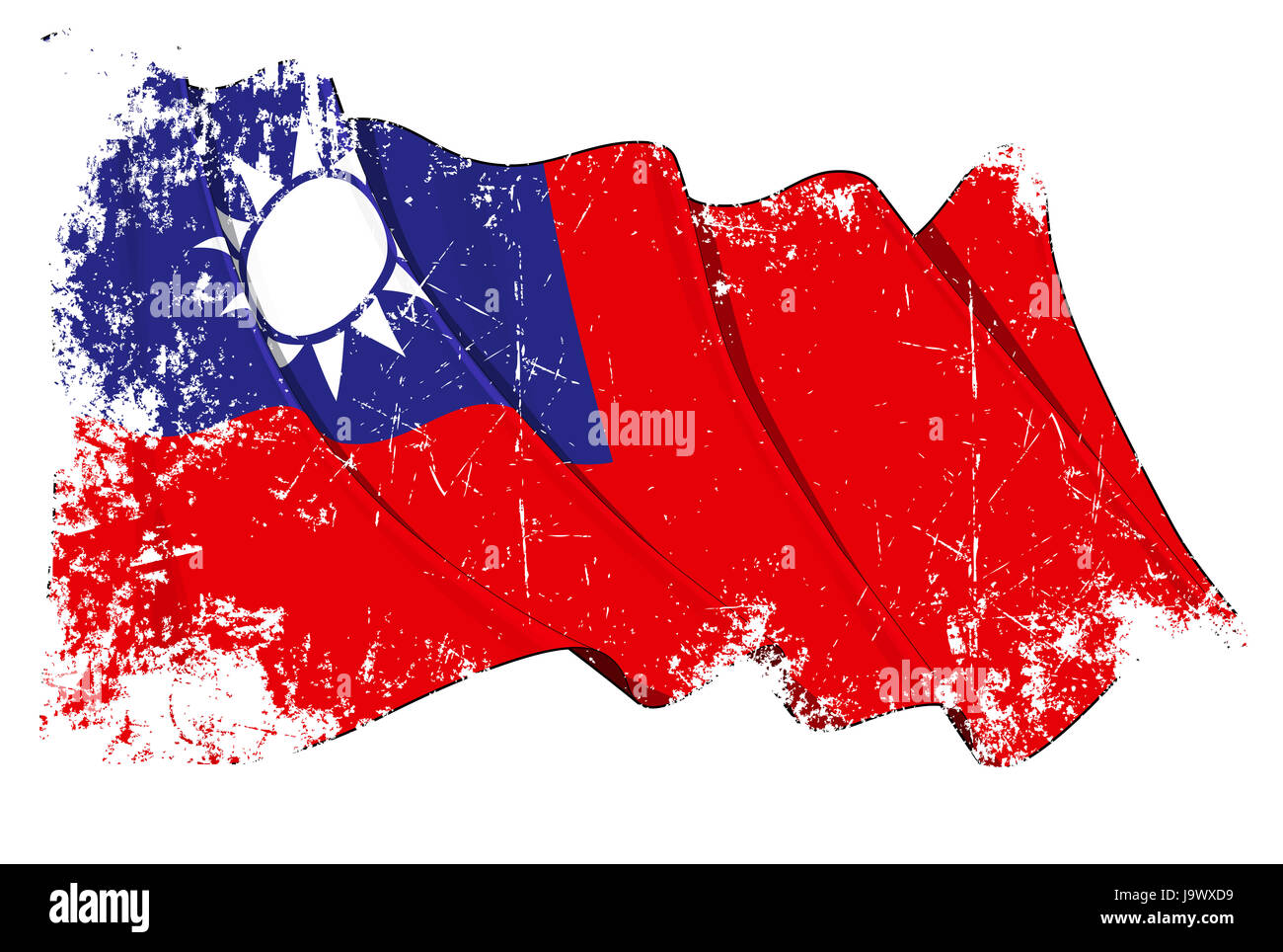 Illustrazione, bandiera, Taiwan, blu, Estremo Oriente, dell'Asia, illustrazione, capitale, bandiera, Foto Stock
