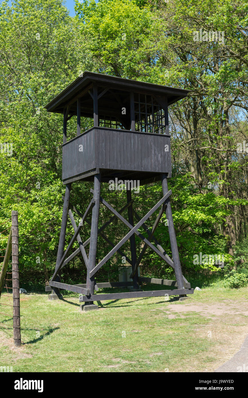 Il transito di Westerbork camp è stata una guerra mondiale II rifugiato nazista, la detenzione e il transito camp in Hooghalen, a dieci chilometri a nord di Westerbork, nel nord Foto Stock