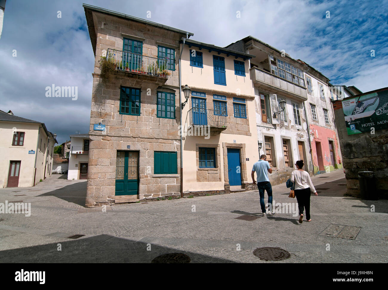 Vista urbano - Old town, Lugo, regione della Galizia, Spagna, Europa Foto Stock