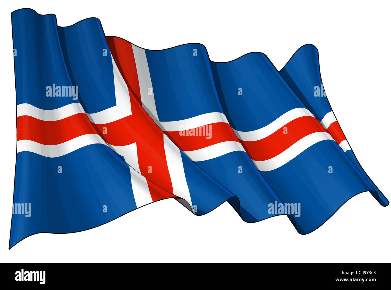 Bandiera, Islanda, scandinavo, islandese, emblema, croce, europa, illustrazione Foto Stock