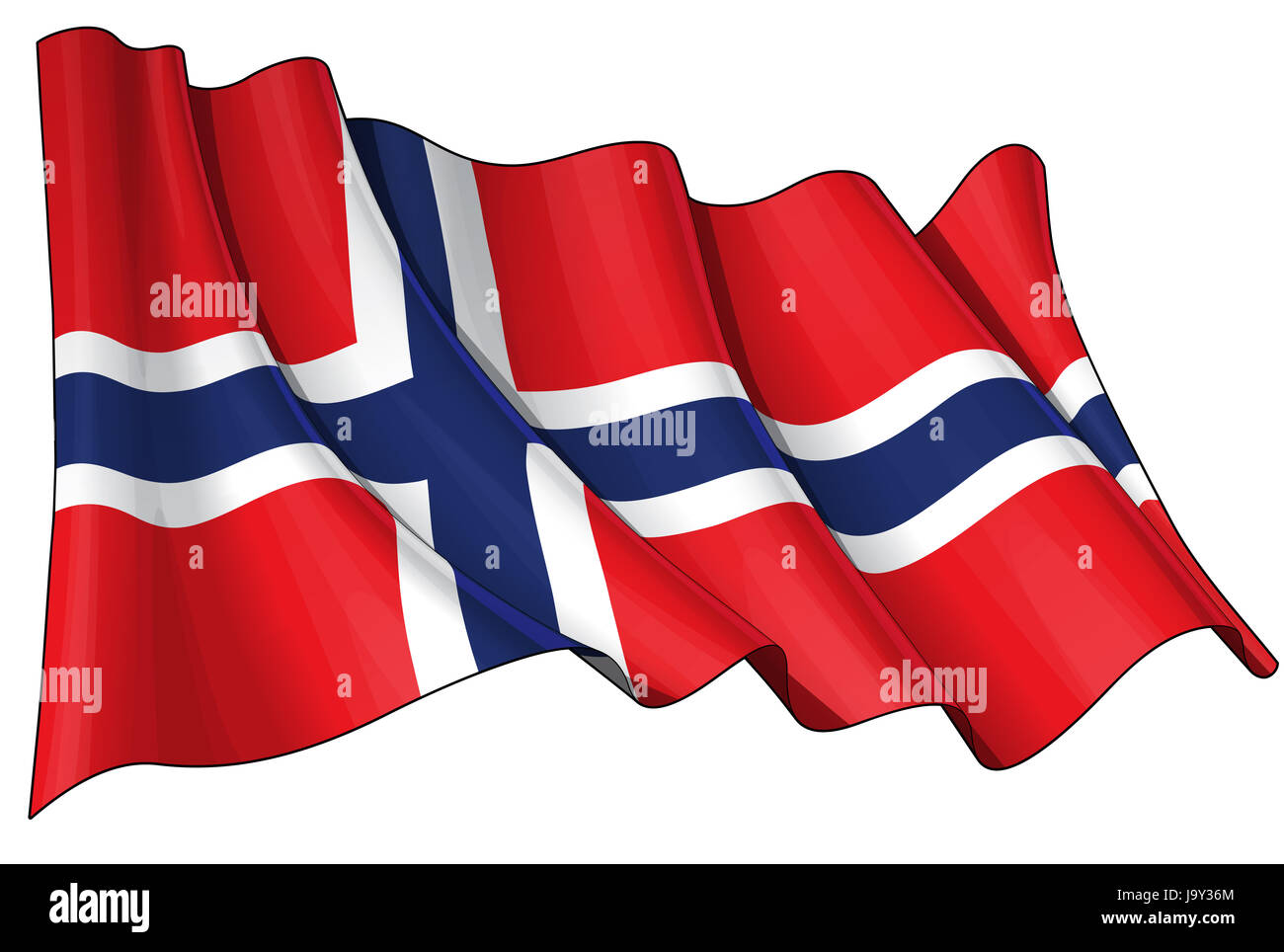 Norvegia, bandiera, norvegese, emblema, croce, europa, Norvegia, illustrazione, bandiera, Foto Stock