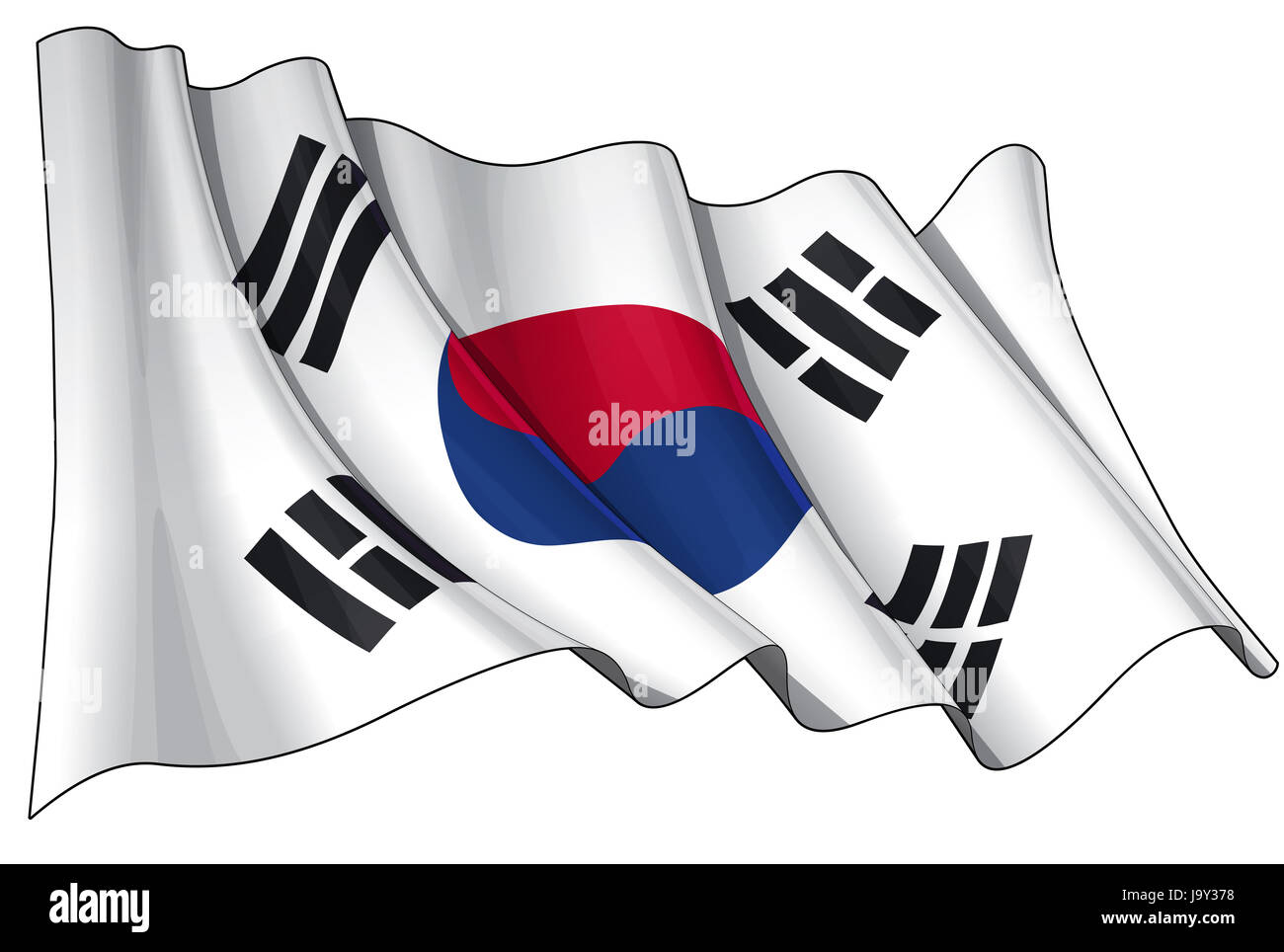 Estremo oriente, ha vinto, coreano, blu, estremo oriente, emblema, Asia, illustrazione, bandiera, Foto Stock