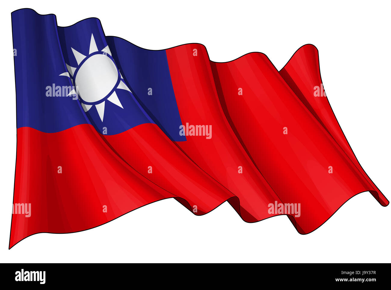Taiwan, blu, Estremo Oriente, dell'Asia, illustrazione, Bandiera, Banner, Taiwan, paese Foto Stock