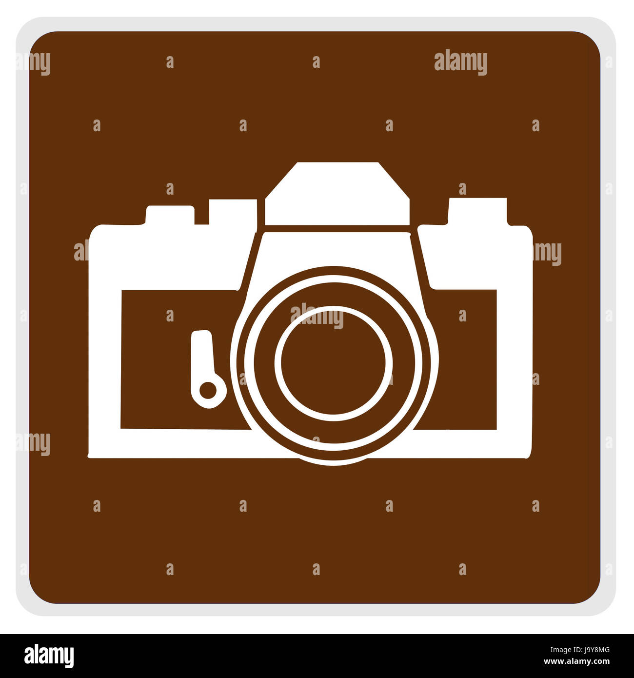 Cartello stradale - marrone, bianco fotocamera - con il percorso Foto Stock