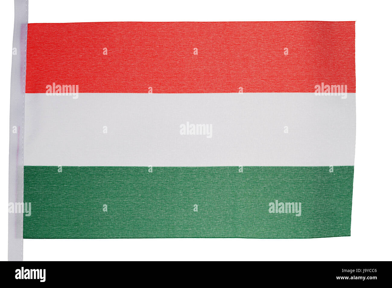 Bandiera ungherese contro uno sfondo bianco Foto Stock