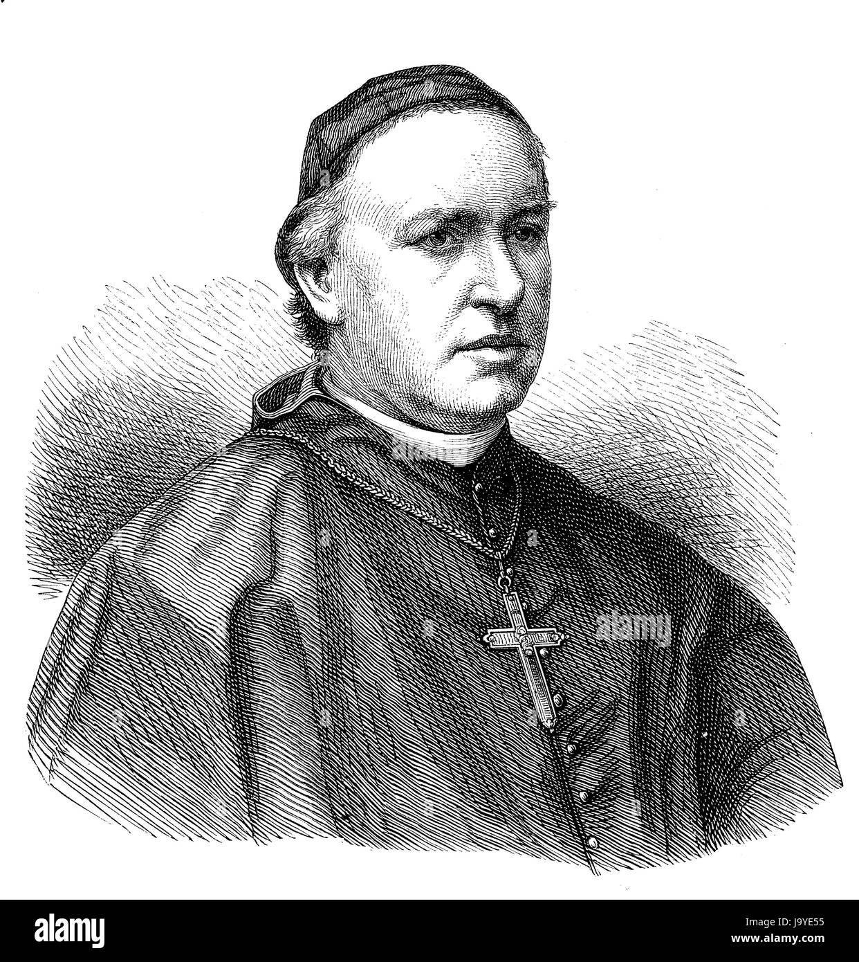 Ritratto di incisione di Eugène Amable Jean Claude Lachat, vescovo di Basilea (1819-1886) Foto Stock