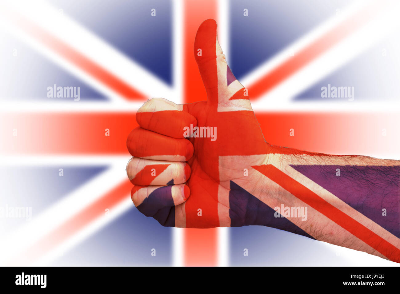 Ok, bandiera, pollici, pollice, ok, bandiera, Gran Bretagna, pollici, pollice, union jack, Regno Unito, Foto Stock