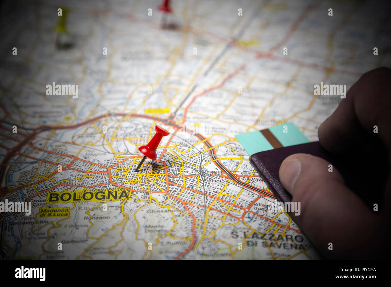 Viaggi, città, mappa, Atlas, mappa del mondo, sfondo, sfondo, Italia, Foto Stock