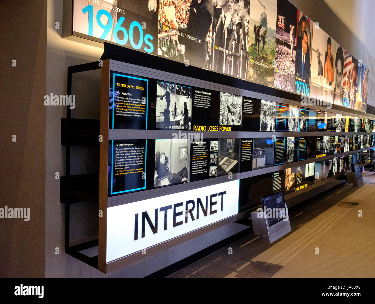 Internet, la radio e la TV mostra al Newseum, Pennsylvania Avenue, Washington DC, Stati Uniti d'America Foto Stock